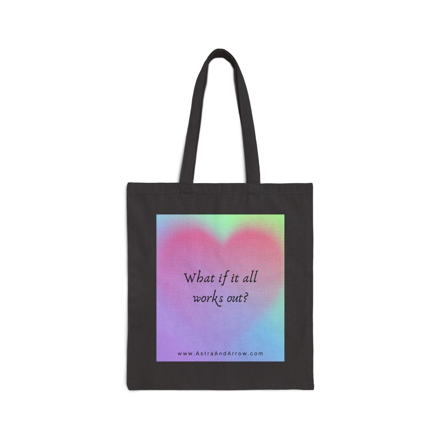 Tote Bag — Pastel Heart 'What if it all works out?' Inspirational Canvas Tote