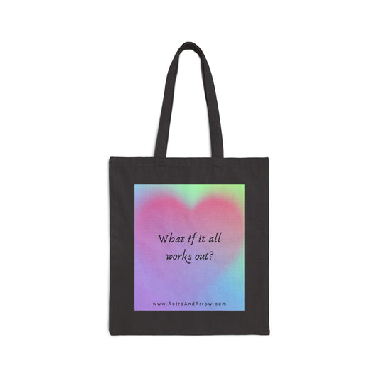 Tote Bag — Pastel Heart 'What if it all works out?' Inspirational Canvas Tote